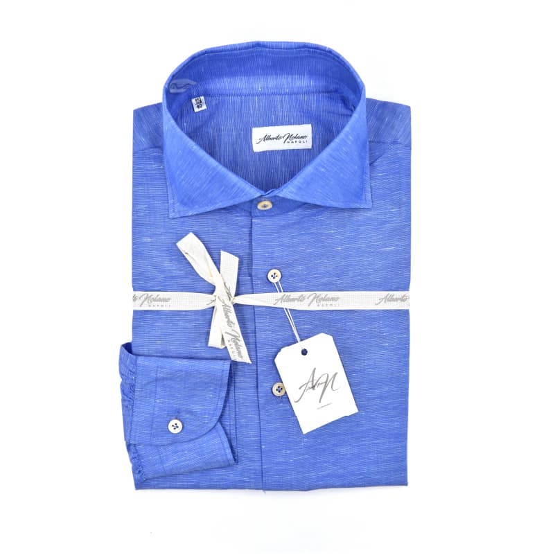 Camicia blu Misto Lino