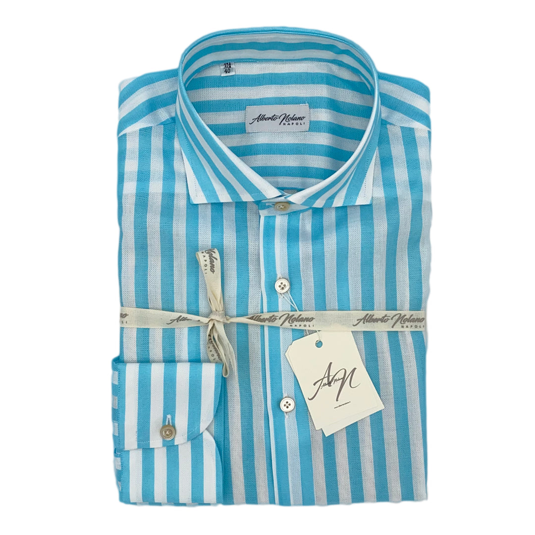 Camicia a righe azzurro Microcellulare