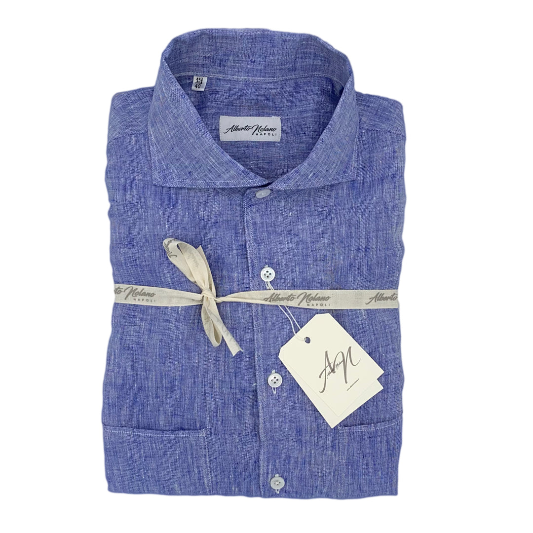 Chemise col une pièce en lin