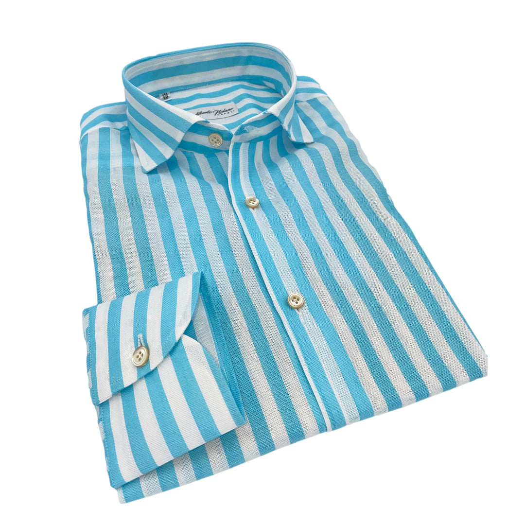 Camicia a righe azzurro Microcellulare