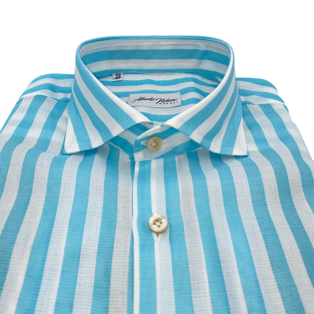 Camicia a righe azzurro Microcellulare