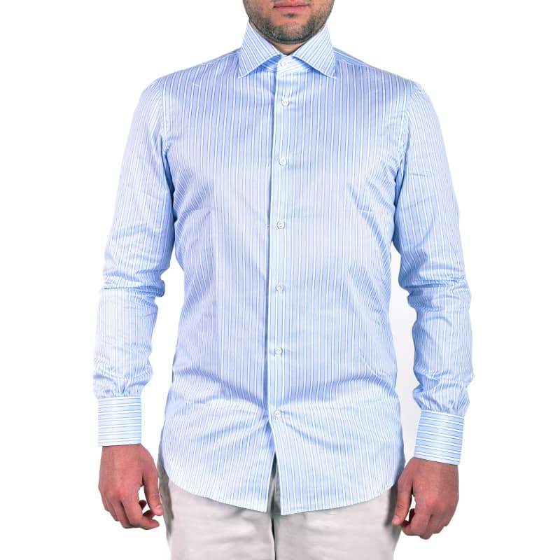 Camicia Azzurra a Righe in Piquet Limited Edition albertonolano_napoli 