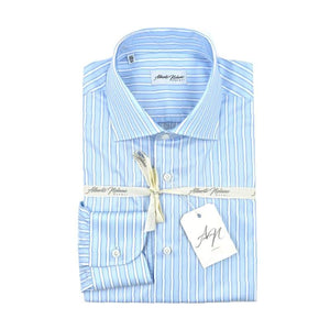 Camicia Azzurra a Righe in Piquet Limited Edition albertonolano_napoli 36 Slim Fit 