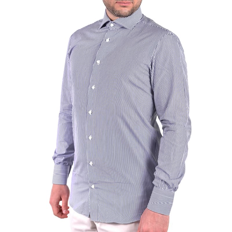 Camicia a righe blu Popeline