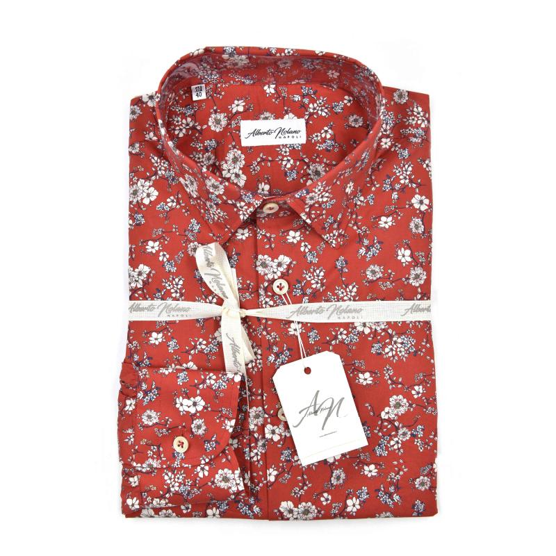 Camicia Rossa Stampa Floreale Limited Edition albertonolano_napoli 