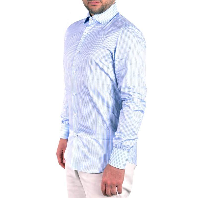 Camicia Azzurra a Righe in Piquet Limited Edition albertonolano_napoli 