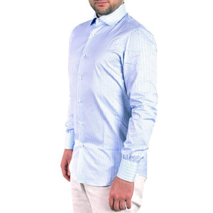 Camicia Azzurra a Righe in Piquet Limited Edition albertonolano_napoli 